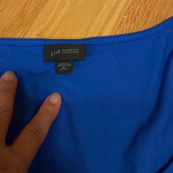 JJill Royal blue flows sleeveless dress size medium Petite. Fun ruffle hem - Picture 3 of 3